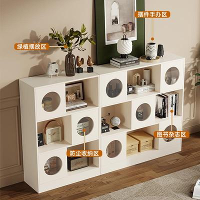 奶油风实木书带璃门柜组合斗柜ZPM卧室置物柜法式小展示柜客玻厅