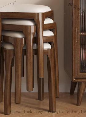 实软包客凳家用可叠放ECH木板凳厅整装矮凳简约小子方凳餐桌椅梳