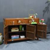 新中式 实木茶水柜置物架进门储物柜厨房餐边柜仿古酒柜橱柜现货