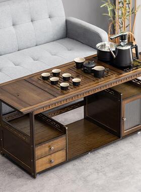 移动茶桌一家小茶台边柜茶车实木客泡厅矮茶几烧水壶体OOW茶水柜