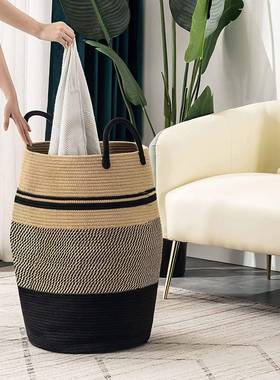 脏篓衣篮脏衣收纳筐家居纳编织玩具置物篮大号收家用14110棉绳折