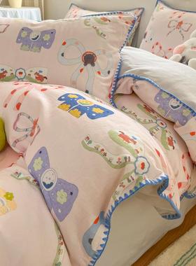 2502新全棉双列层纱贝QAT壳款边款系四件套