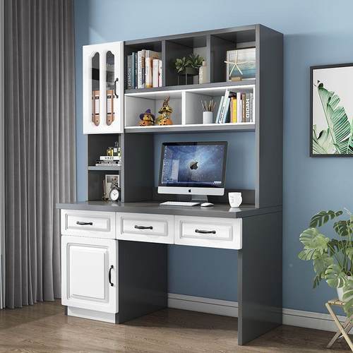 实木书体桌书架一习学生学写字桌家用ZJH卧室电脑桌子抽带屉书柜