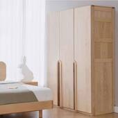 北美硬枫木儿童衣橱复古式 简约型日式 全实木樱桃木衣柜双门储物柜