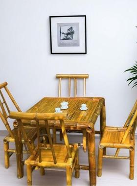 竹手工桌茶椅组庭合户外院几竹编围炉STQ煮茶桌子家用复古子桌椅