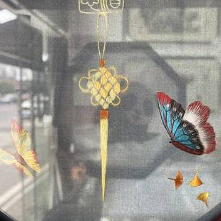 苏绣手工双面绣屏风装饰 中式蝶恋花小台屏摆件 如意架双面绣