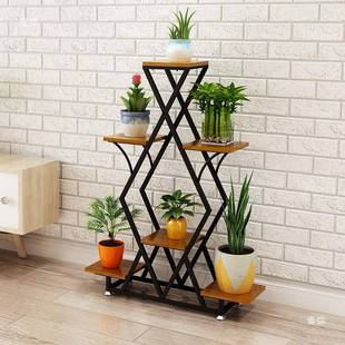 美式 铁艺实木花架简YET约落地多层厅花架阳台多肉绿萝物植物客置
