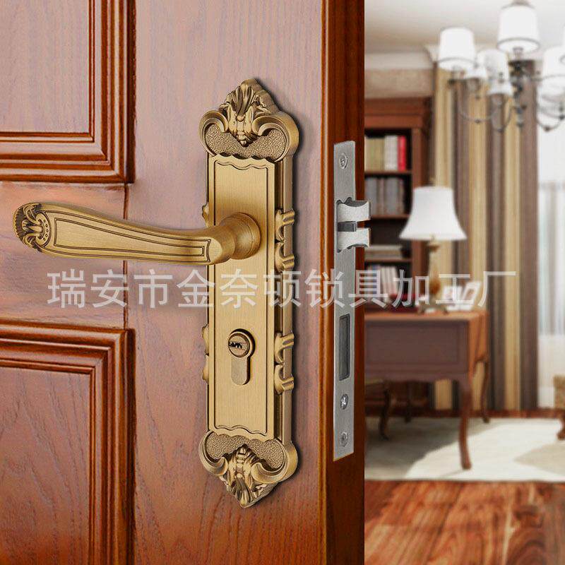 门锁室内卧用室房实间通型静音木门欧见详情古美复古铜色锁具欧式