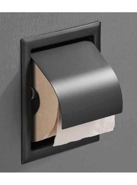 厕纸架嵌盒入式卫间置物架黑色纸巾酒店洗手白间放生卷纸擦手F956