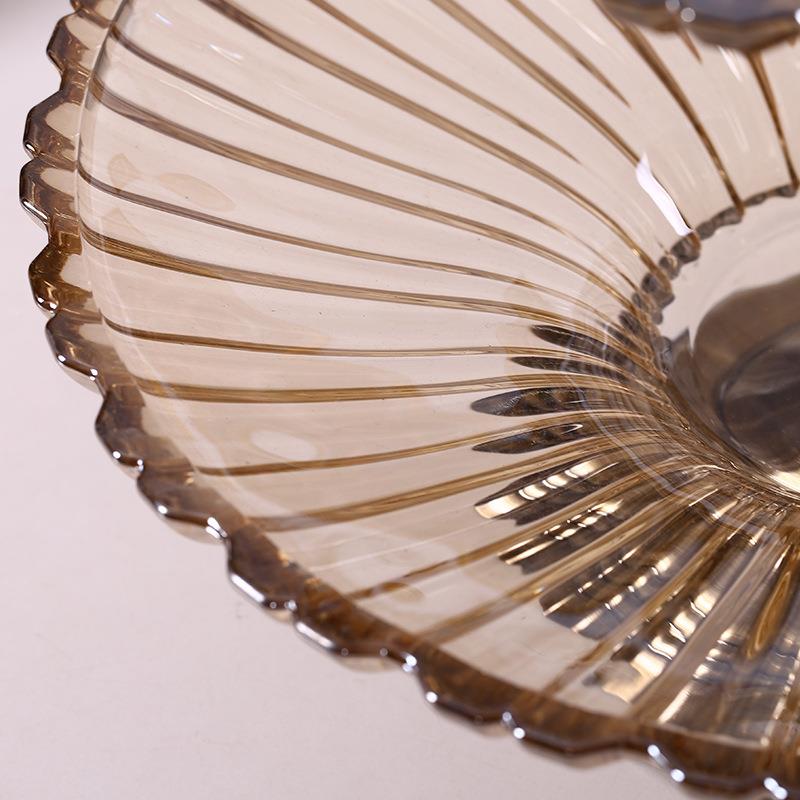 号双水层果盘几欧式轻大奢现代家用客1452AC厅茶餐桌玻璃果盘软装