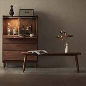 北美黑胡桃木长凳简约时尚 餐桌凳樱桃木床尾凳复古餐凳实木长条凳