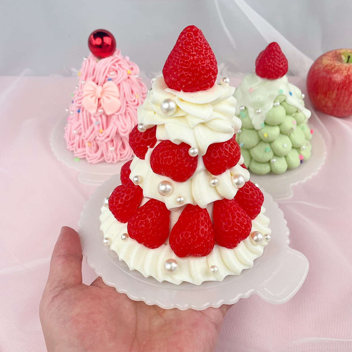 生日礼物女朋友闺蜜圣诞树造型仿真奶油草莓蛋糕模型桌面装饰摆件