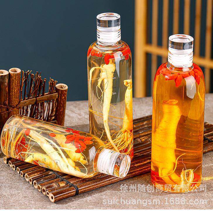 泡酒玻璃瓶专用酒瓶家用高硼硅刻度泡时间刻度玻璃杯冷翠人参白酒