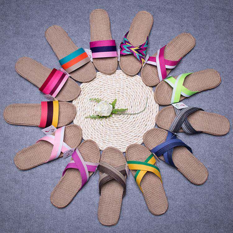 亚麻拖鞋四季通用透气防臭男士居家室内家用软底防滑地板凉女夏天