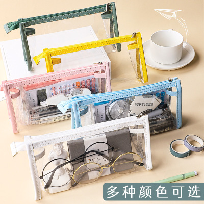 文具盒收纳笔袋简约透明学生大