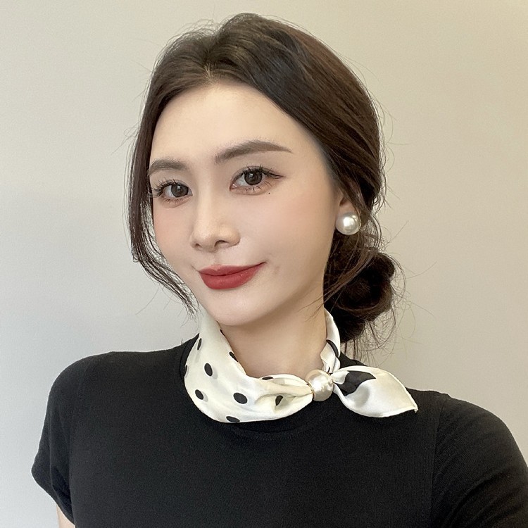 丝巾方巾新款磁吸扣纯色女珍珠
