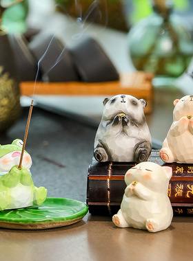 鱼缸造景摆件创意青蛙钓鱼庭院