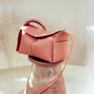 山下挂耳系列中小mini屋檐包头层牛皮通勤单肩斜挎手提hobo包女