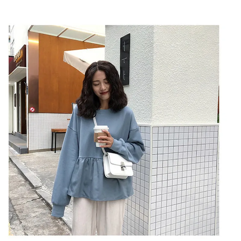 女新款潮T恤卫衣女装上衣秋季显瘦长袖2025韩版宽松休闲纯色