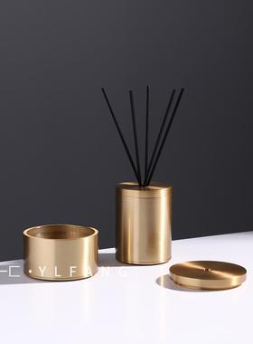 一匚轻奢现代无火香氛罐 样板间室内卧室家居床头柜金色香薰摆件
