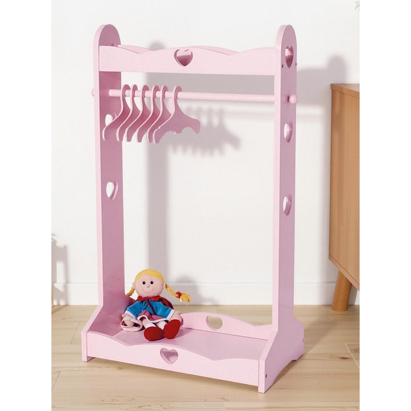 2025新款公主儿童衣柜粉色落地衣架卧室置物架新款挂衣晾衣架