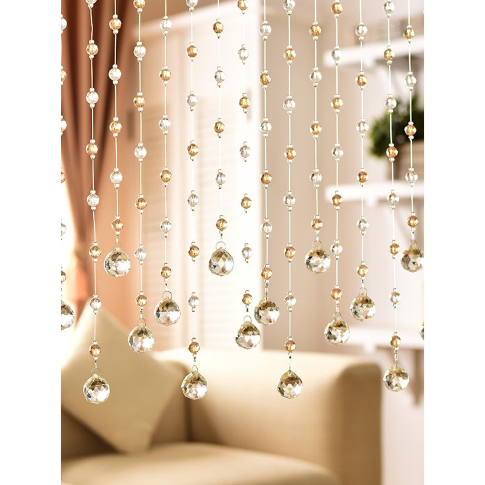 新款水晶珠帘客厅隔断帘奢华卧室门帘网红结婚珠帘免打孔装饰挂帘