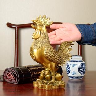 黄铜鸡摆件大号生肖金鸡公鸡元宝鸡家居客厅风水工艺品福字鸡母鸡