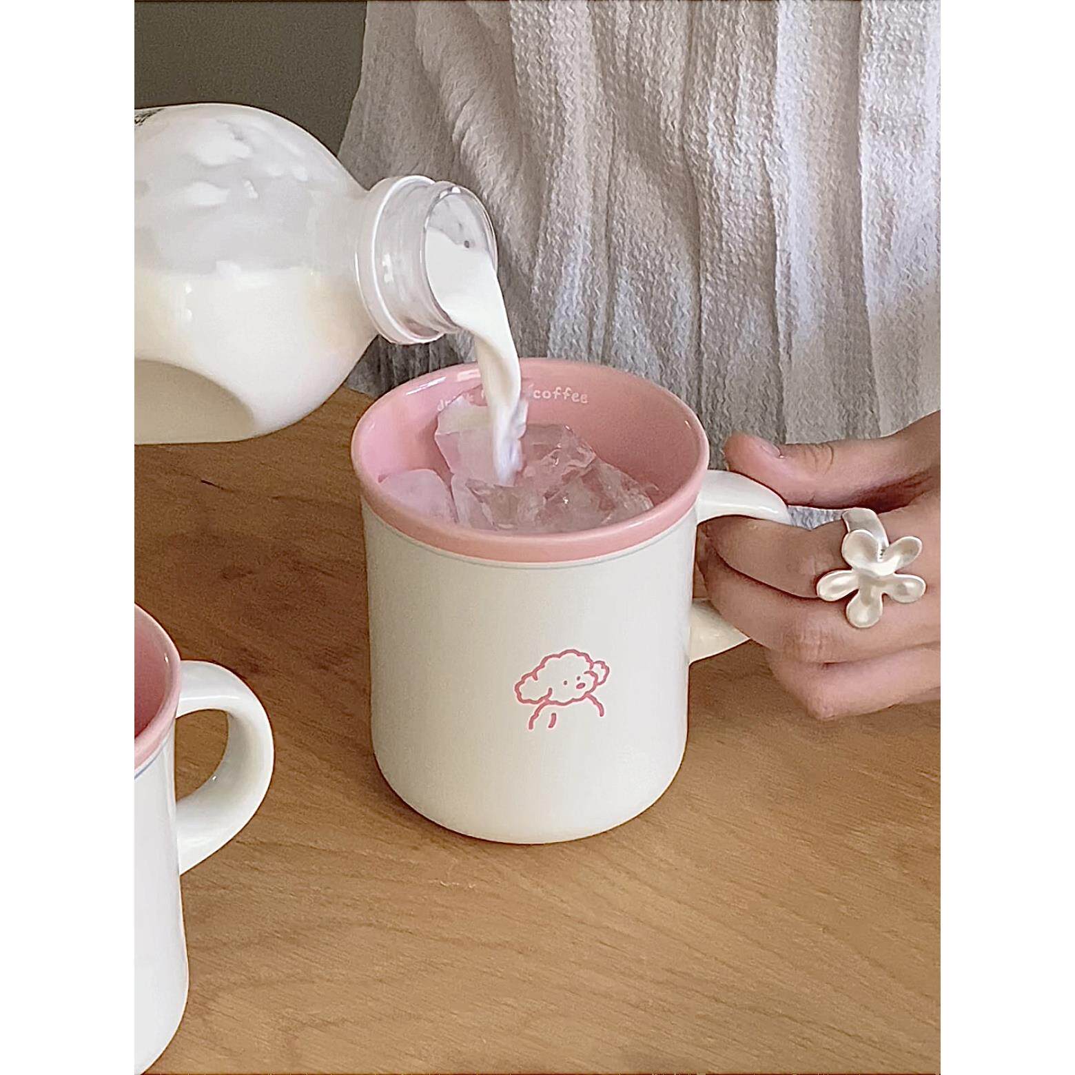 Endless水杯 好看的杯子小狗马克杯陶瓷杯少女心粉色水杯咖啡杯