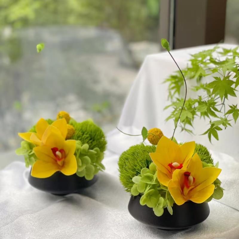 家居卖场售楼部饭店大圆桌样板间新中式装饰花艺客厅电视柜手工