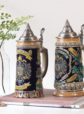 欧式覆古创意耶诞礼品德国传统陶瓷啤酒杯酒吧装饰品啤酒节礼品