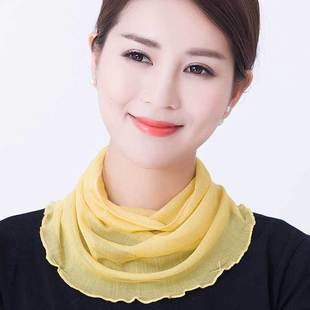 日本品质100%桑蚕丝假领子脖套丝巾 针织网眼网布单色真丝围脖套