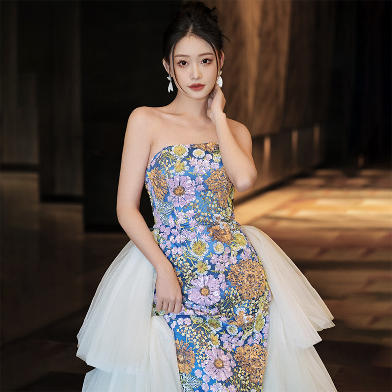 日本品质宴会晚礼服2025新娘婚纱端庄大气鱼尾抹胸敬酒服订婚结婚