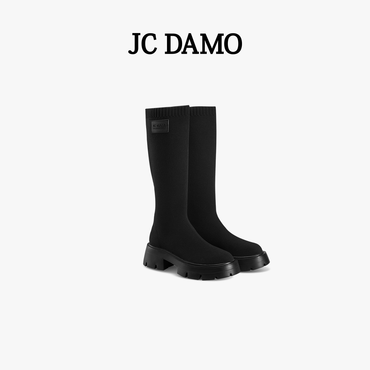 (JCDAMO时尚飞织厚底长筒靴