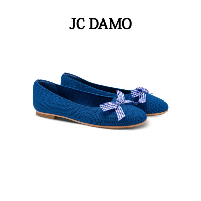 JCDAMO飞织一脚蹬蝴蝶结女鞋