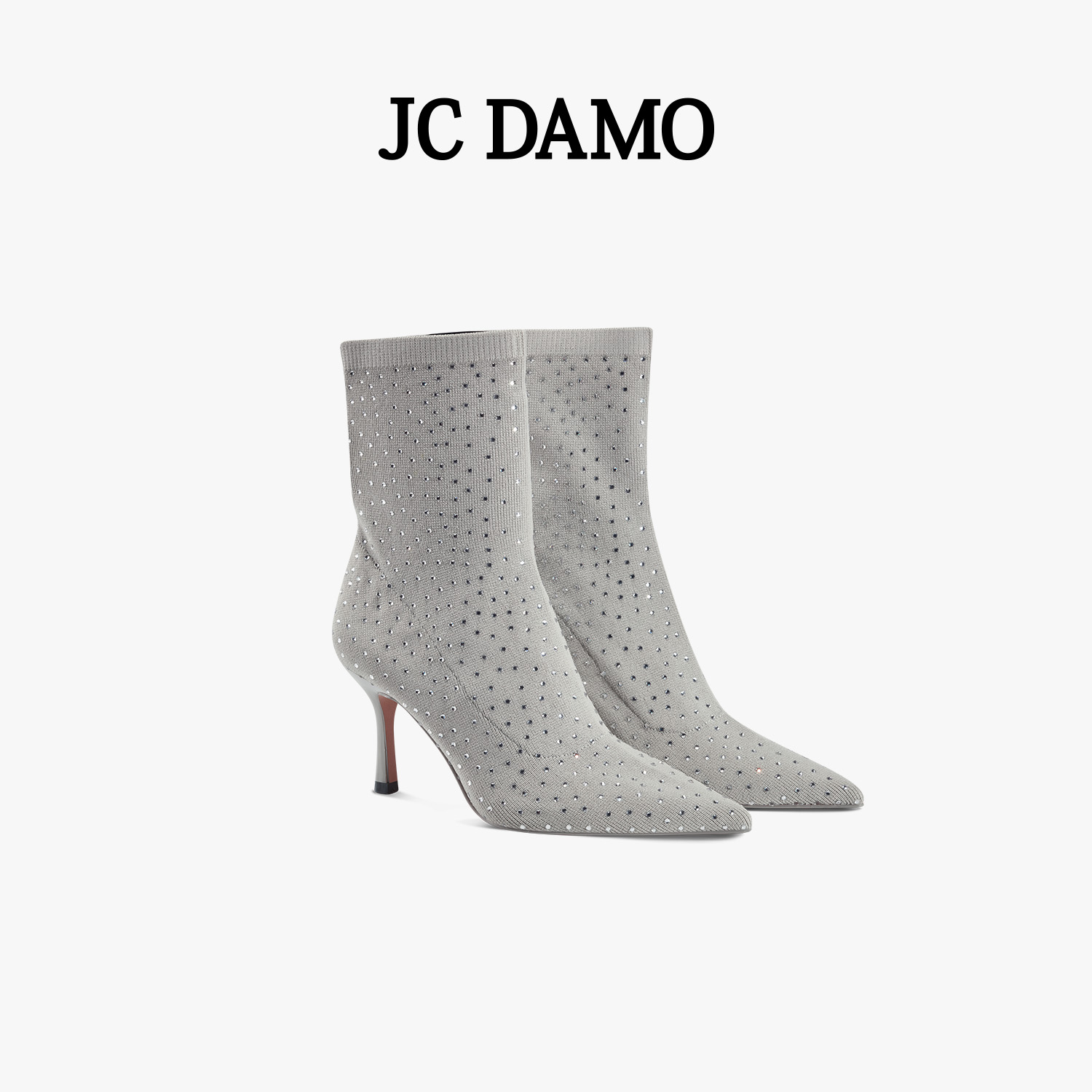 JCDAMO时尚飞织细跟高跟鞋短靴