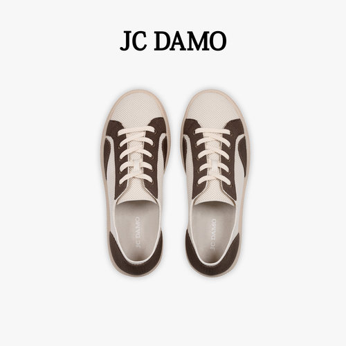 JC DAMO女鞋春夏飞织德训鞋百搭休闲运动鞋子配裙子透气平底板鞋