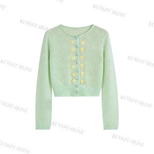 83春夏时尚 KS76 百搭休闲针织女生复古毛衣 小花