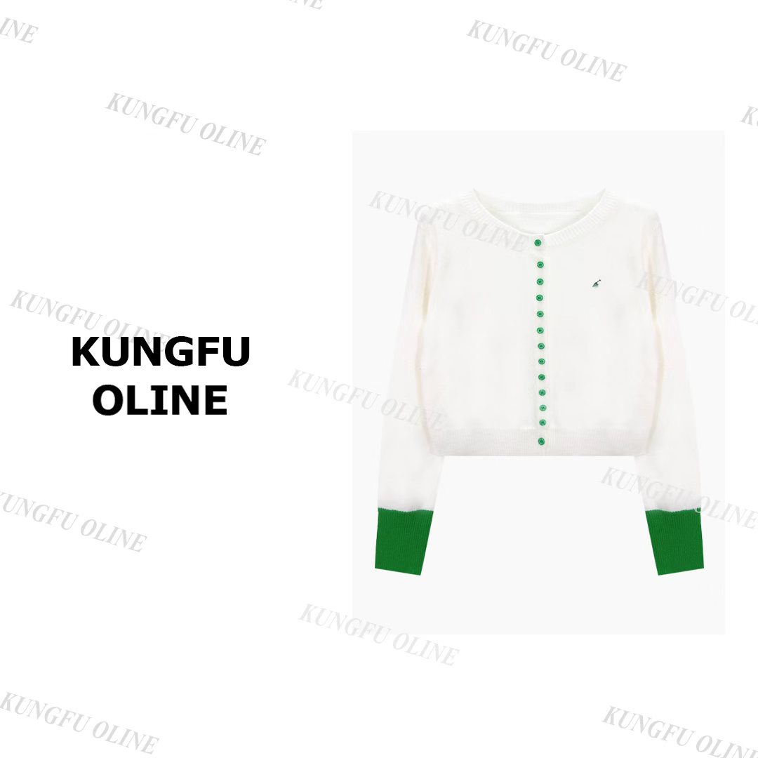 【厚款】【拼色开衫】KS4-66圆领秋季穿搭衣百搭休闲短款上衣