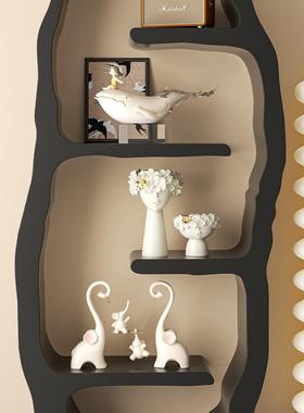 新家客厅软装高级感小众摆件轻奢艺术姹寂风展示架玄关酒柜装饰品