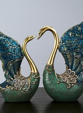 欧式天鹅客厅摆件电视酒柜玄关北欧创意家居装饰品小摆设结婚礼物