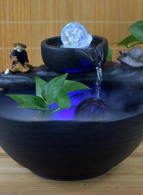 风水轮流水喷泉循环陶瓷假山桌面客厅办公室前台装饰摆件招财