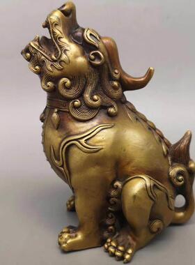 彷古纯铜独角兽貔貅朝天吼铜望天吼瑞兽客厅书房桌面摆件铜望天吼