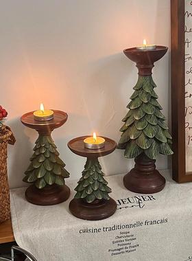枝悟 复古圣诞树烛台 节日场景装饰香薰蜡烛摆件 氛围感拍照道具