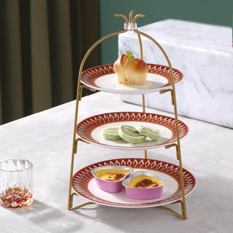 陶瓷多层果盘糖果零食盘下午茶点心架水果盘客厅家用商用ktv专用