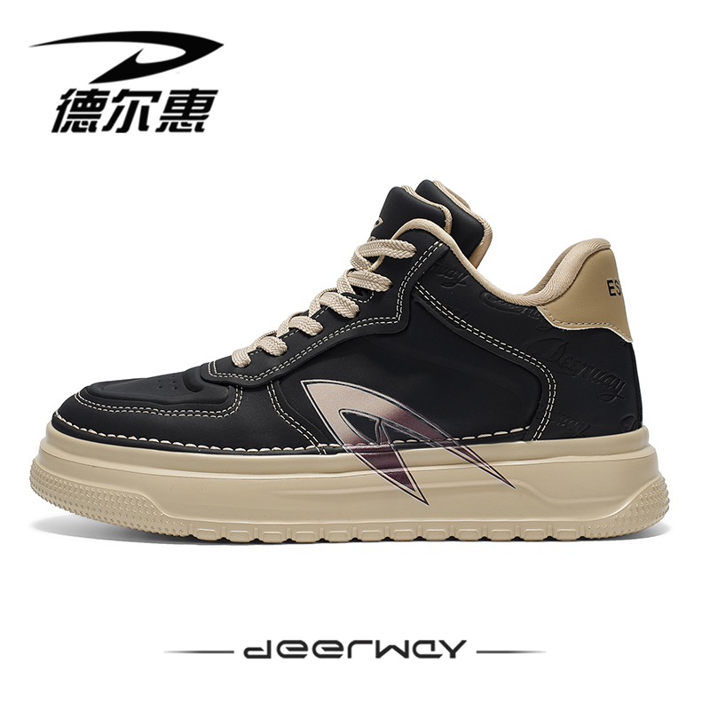 德尔惠2025休闲鞋简约中帮板鞋