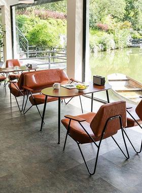 网红欧简易发椅阳甜品店奶1000548茶店咖啡厅北桌椅组合沙台酒吧