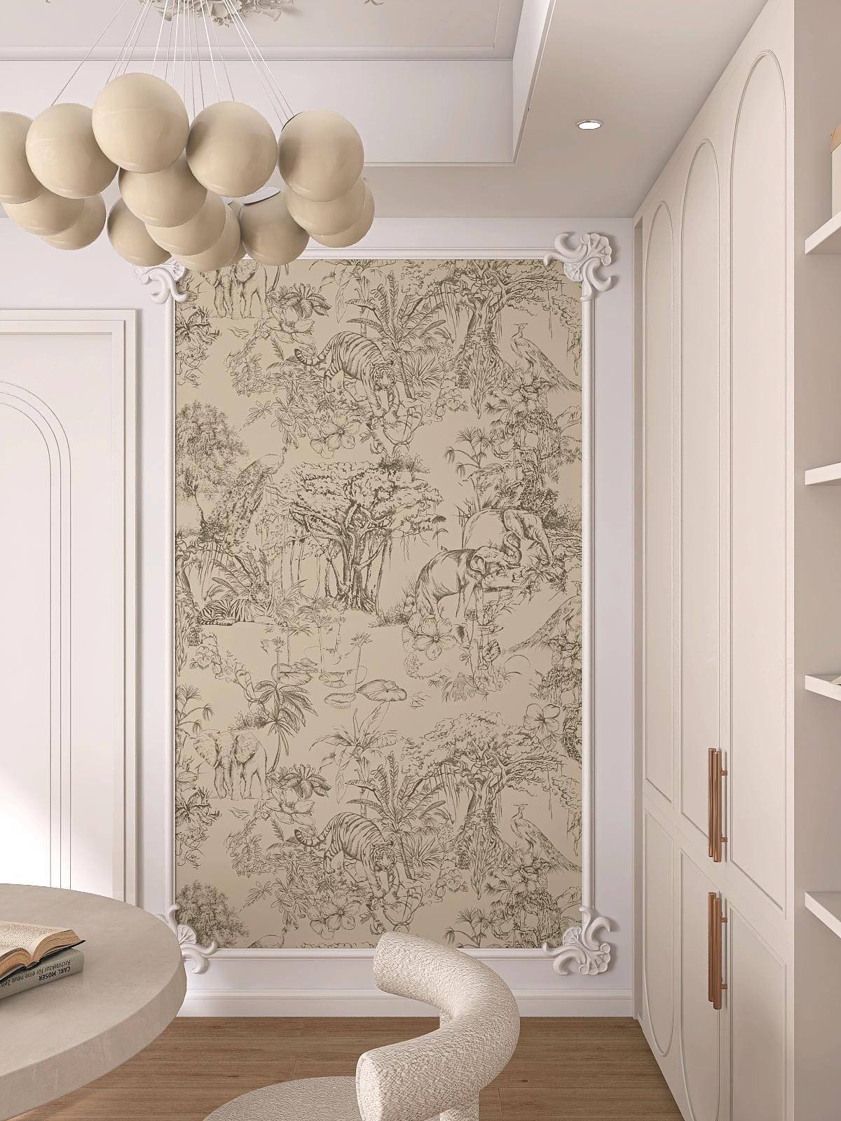 法式壁纸3d立体覆古森林电视背景墙壁布客厅装饰墙纸卧室墙布壁画