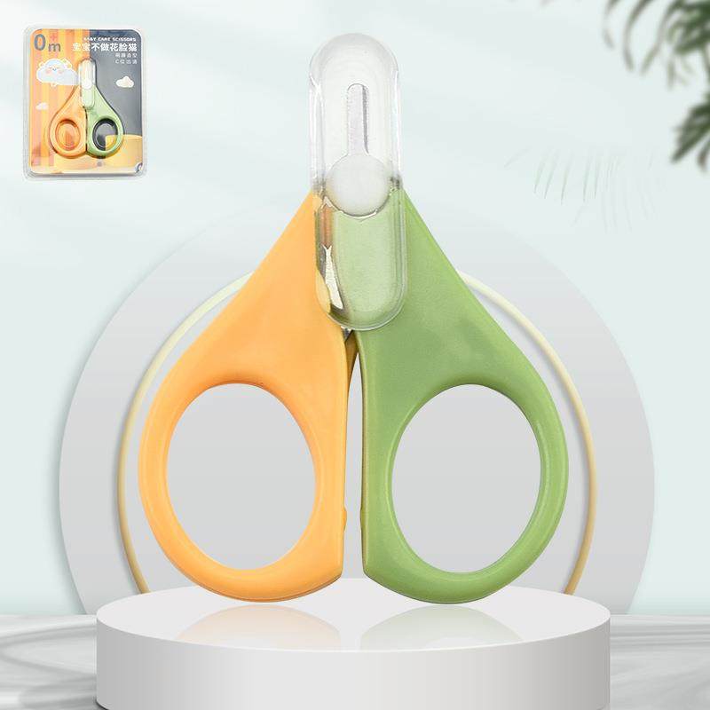 厂家现货不锈钢婴儿带套筒指甲剪刀塑料手柄宝宝迷你小剪刀