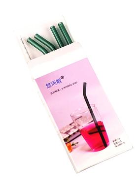 厂家透明环保耐热杯子吸管牛奶饮料彩色15CM短款玻璃吸管套装