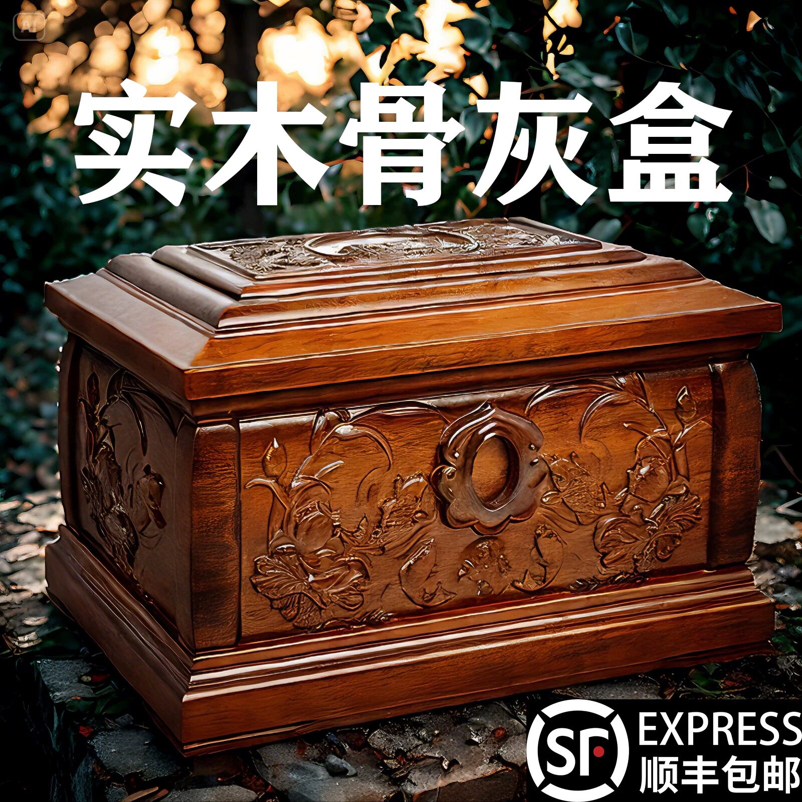 骨灰盒实木黑檀木寿盒棺材高档男女款迁坟防潮寿盒殡葬用品
